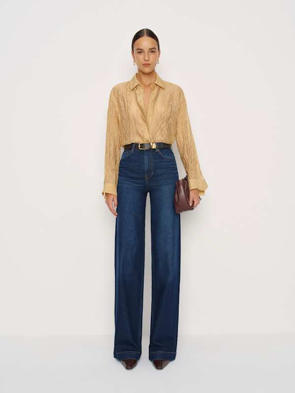 Bex Super Stretch High Rise Wide Leg Long Jeans - Wheeler
